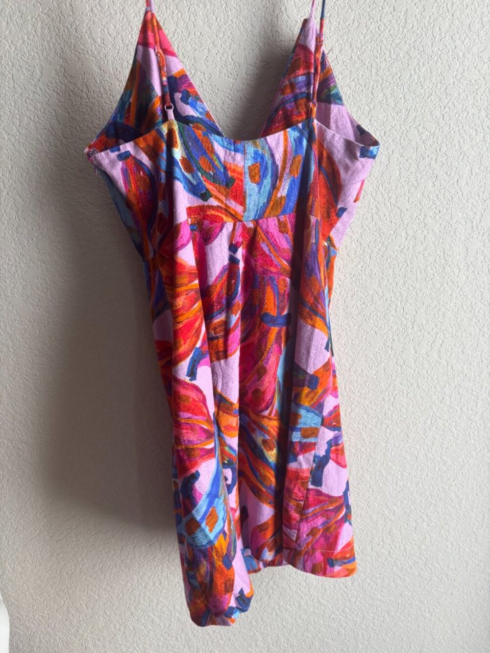 Farm Rio Pink Tropical Linen Blend Mini Dress - Size M - Picture 3 of 3